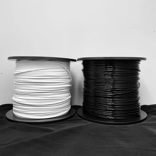 two bundles of black and white cables